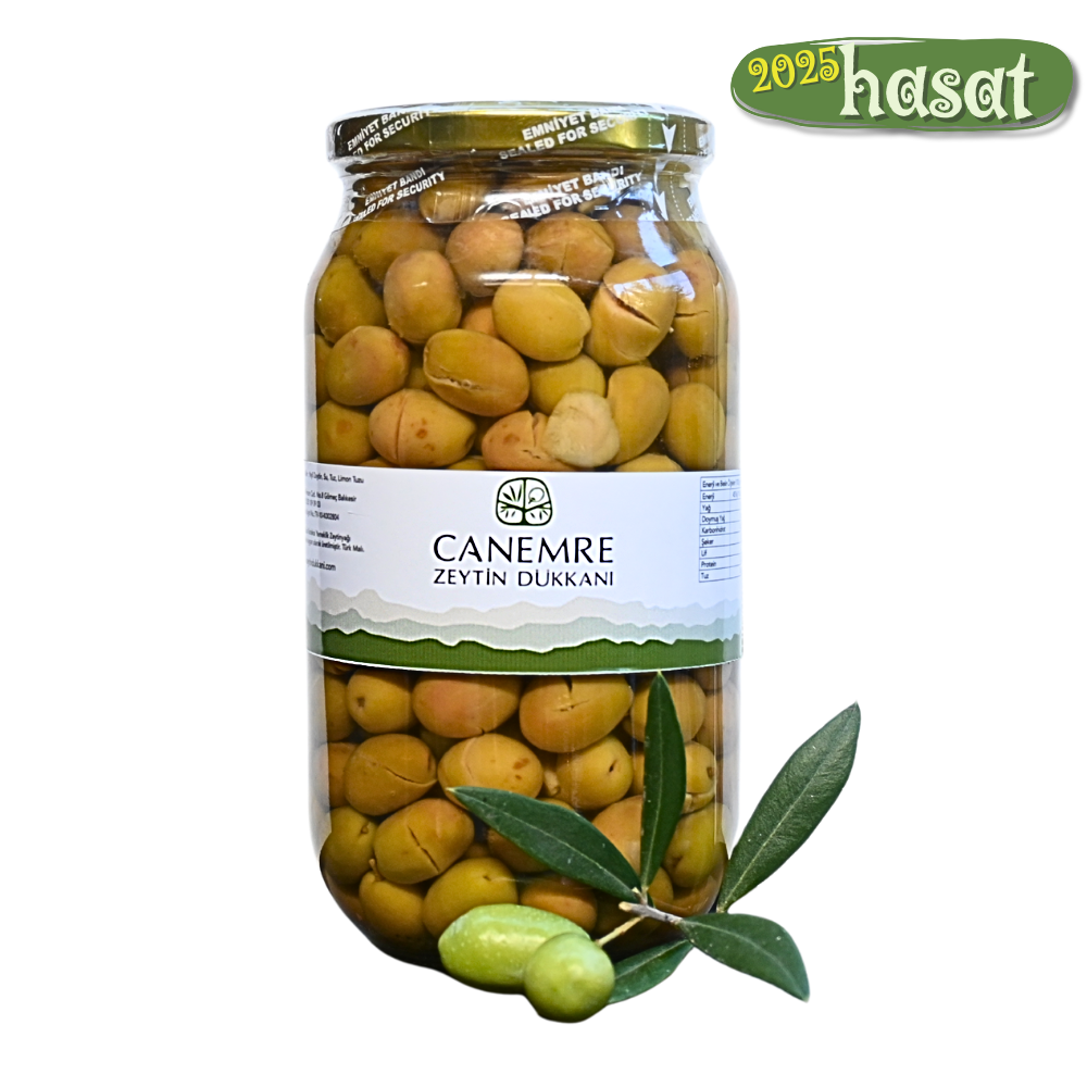 Yeşil Edremit Tipi Kırma Zeytin (290-320) 650gr Cam Kavanoz