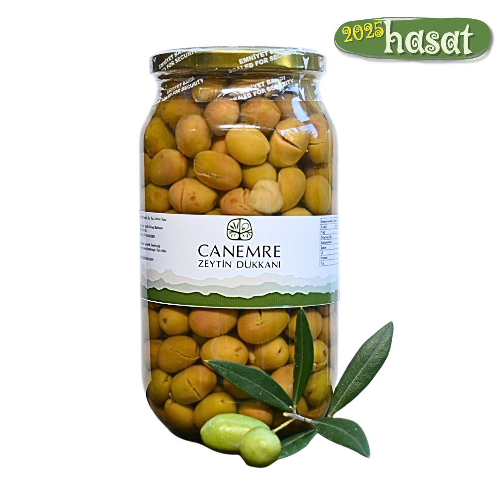 Yeşil Edremit Tipi Kırma Zeytin (290-320) 650gr Cam Kavanoz