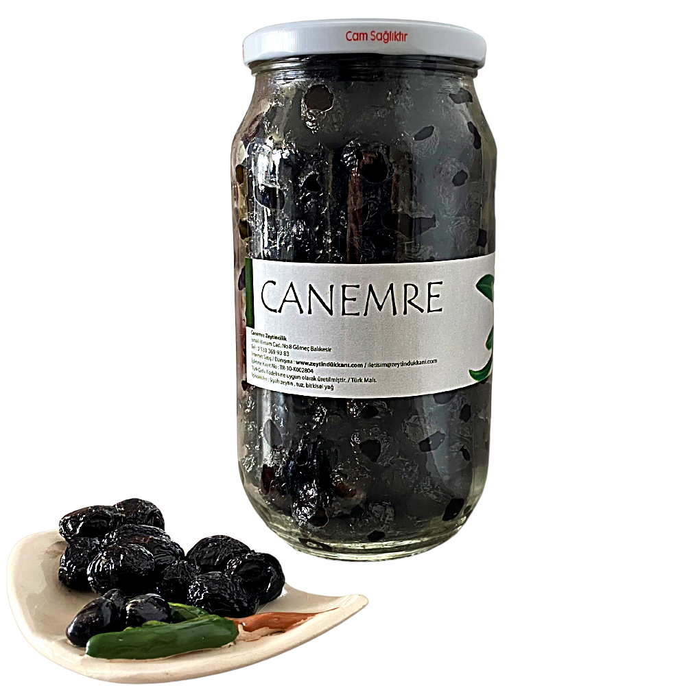 Kurutma Selesi Siyah Gemlik Tipi Zeytin 650 g Cam Kavanoz