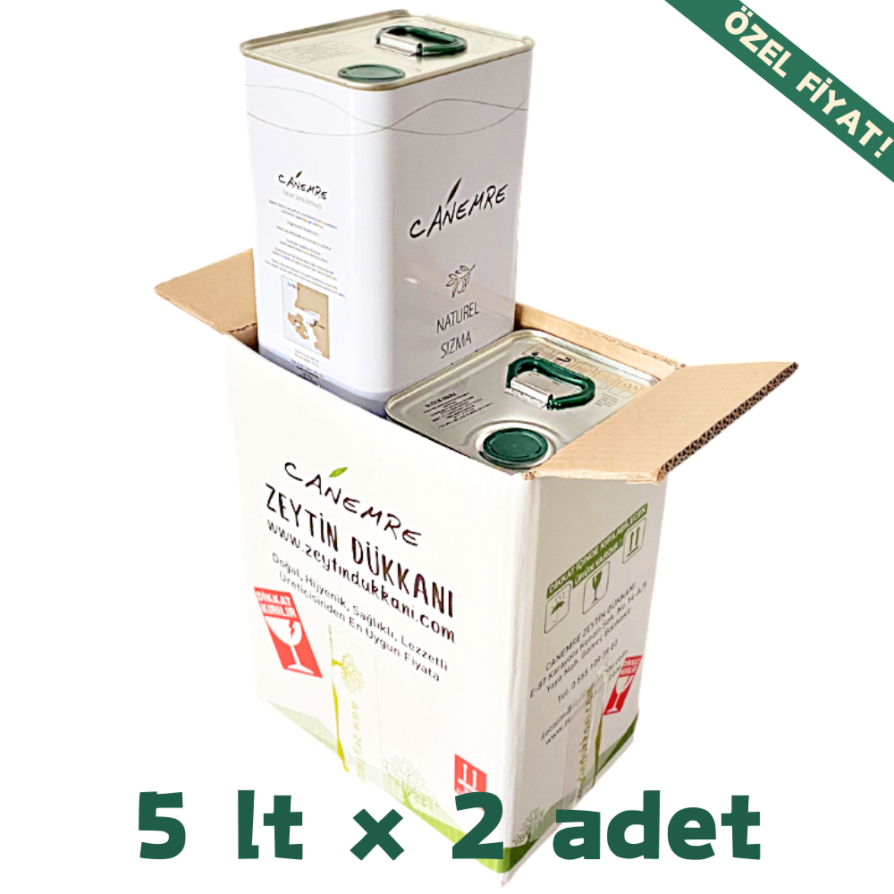 Kolisinde (2 Adet) Soğuk Sıkım Naturel Sızma Zeytinyağı 5 lt teneke kutu