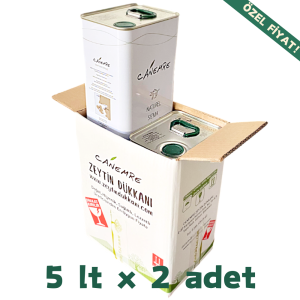 Kolisinde (2 Adet) Soğuk Sıkım Naturel Sızma Zeytinyağı 5 lt teneke kutu