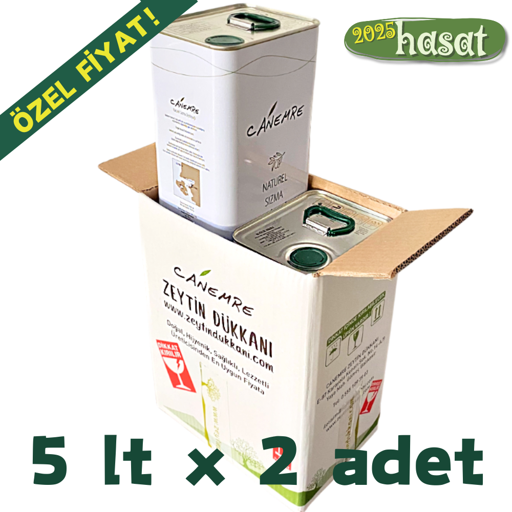 Kolisinde (2 Adet) Erken Hasat Soğuk Sıkım Naturel Sızma Zeytinyağı 5 lt teneke kutu