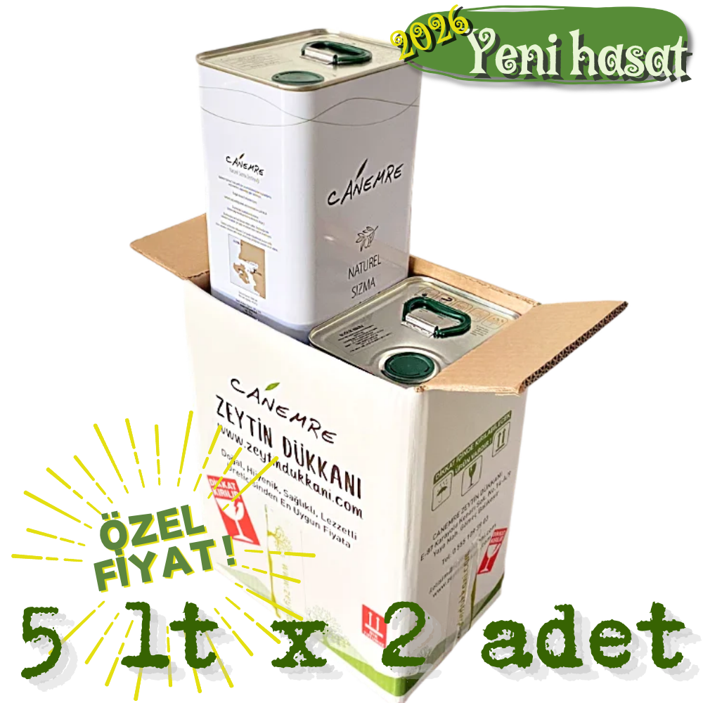 Kolisinde (2 Adet) 2026 Erken Hasat Soğuk Sıkım Naturel Sızma Zeytinyağı 5 lt teneke kutu